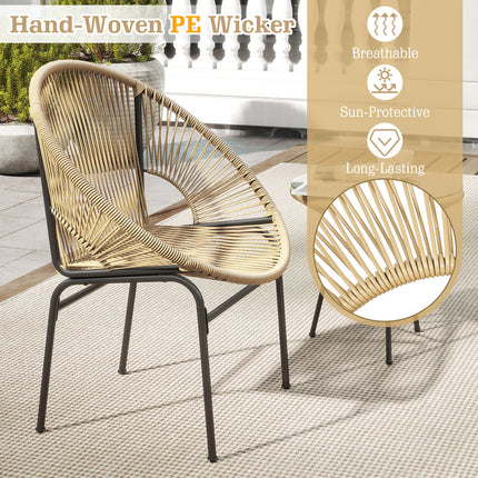 3 Pieces Patio Acapulco Furniture Bistro Set with Glass Table-Brown