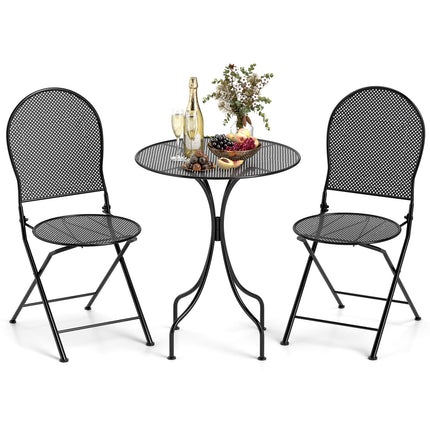 3 Pieces Patio Bistro Set Outdoor Conversation Furniture Table and Folding Chair