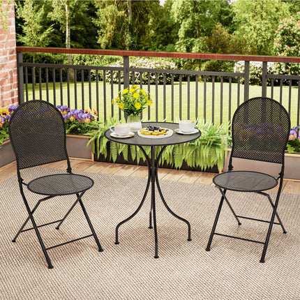 3 Pieces Patio Bistro Set Outdoor Conversation Furniture Table and Folding Chair