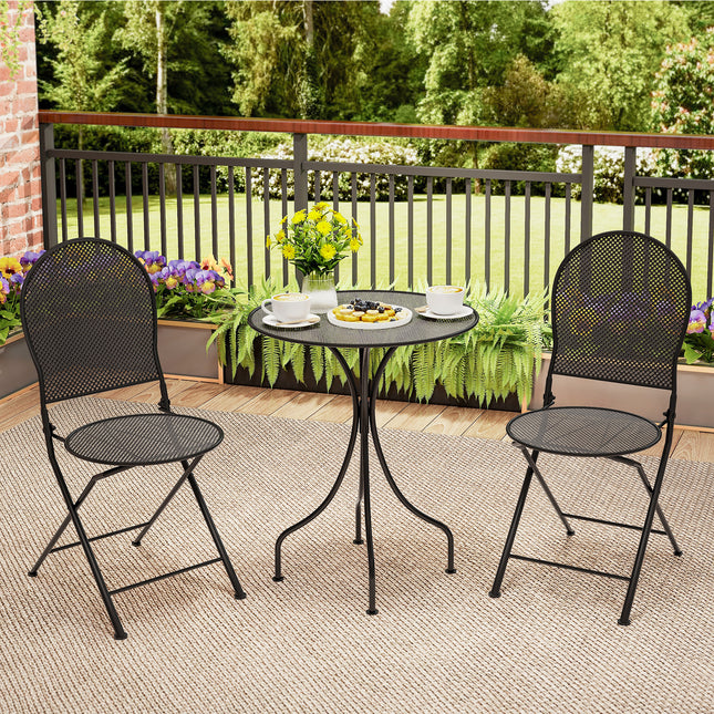 3 Pieces Patio Bistro Set Outdoor Conversation Furniture Table and Folding Chair