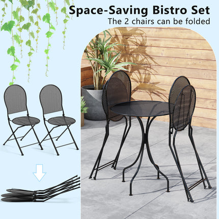 3 Pieces Patio Bistro Set Outdoor Conversation Furniture Table and Folding Chair