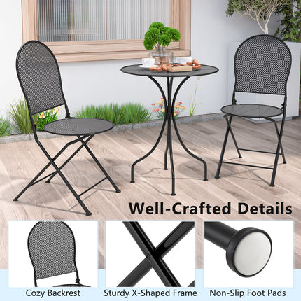 3 Pieces Patio Bistro Set Outdoor Conversation Furniture Table and Folding Chair