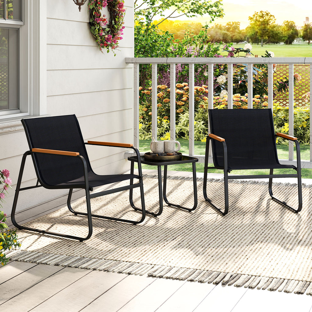 Ensemble de bistro 3 pièces pour terrasse, ensemble de conversation d'extérieur en tissu - Gris