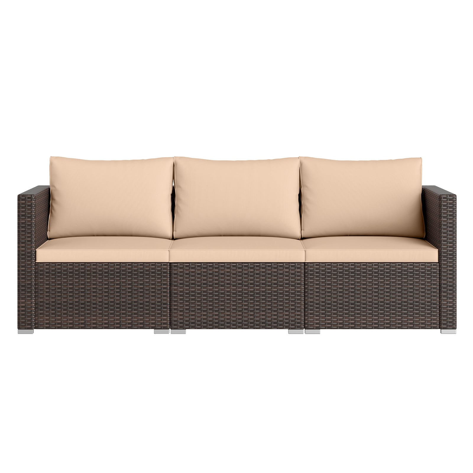 Ensemble de canapé d'angle de terrasse 3 pièces avec coussins moelleux - Beige