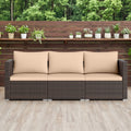 Ensemble de canapé d'angle de terrasse 3 pièces avec coussins moelleux - Beige