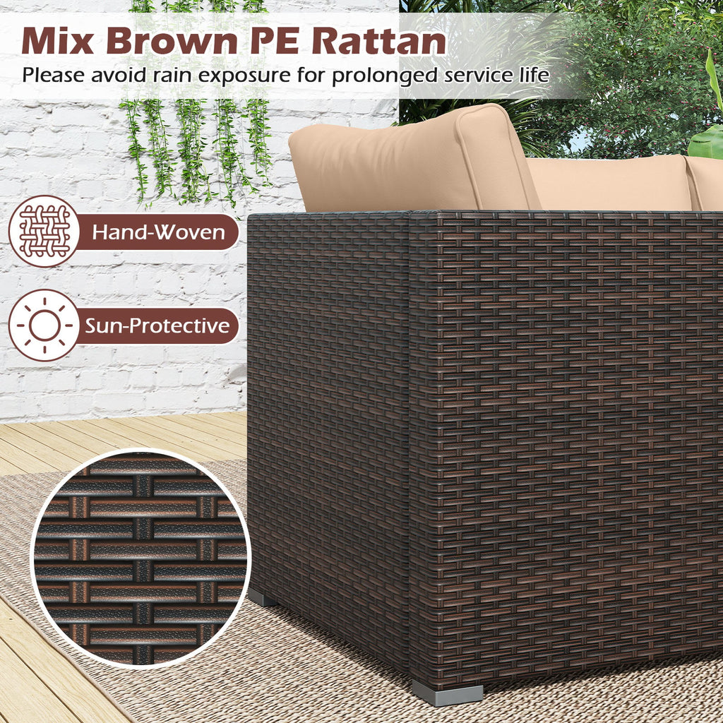 Ensemble de canapé d'angle de terrasse 3 pièces avec coussins moelleux - Beige