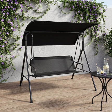 3-Seat Outdoor Patio Swing Chair with Breathable Mesh Fabrics-Black