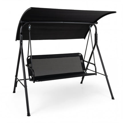 3-Seat Outdoor Patio Swing Chair with Breathable Mesh Fabrics-Black