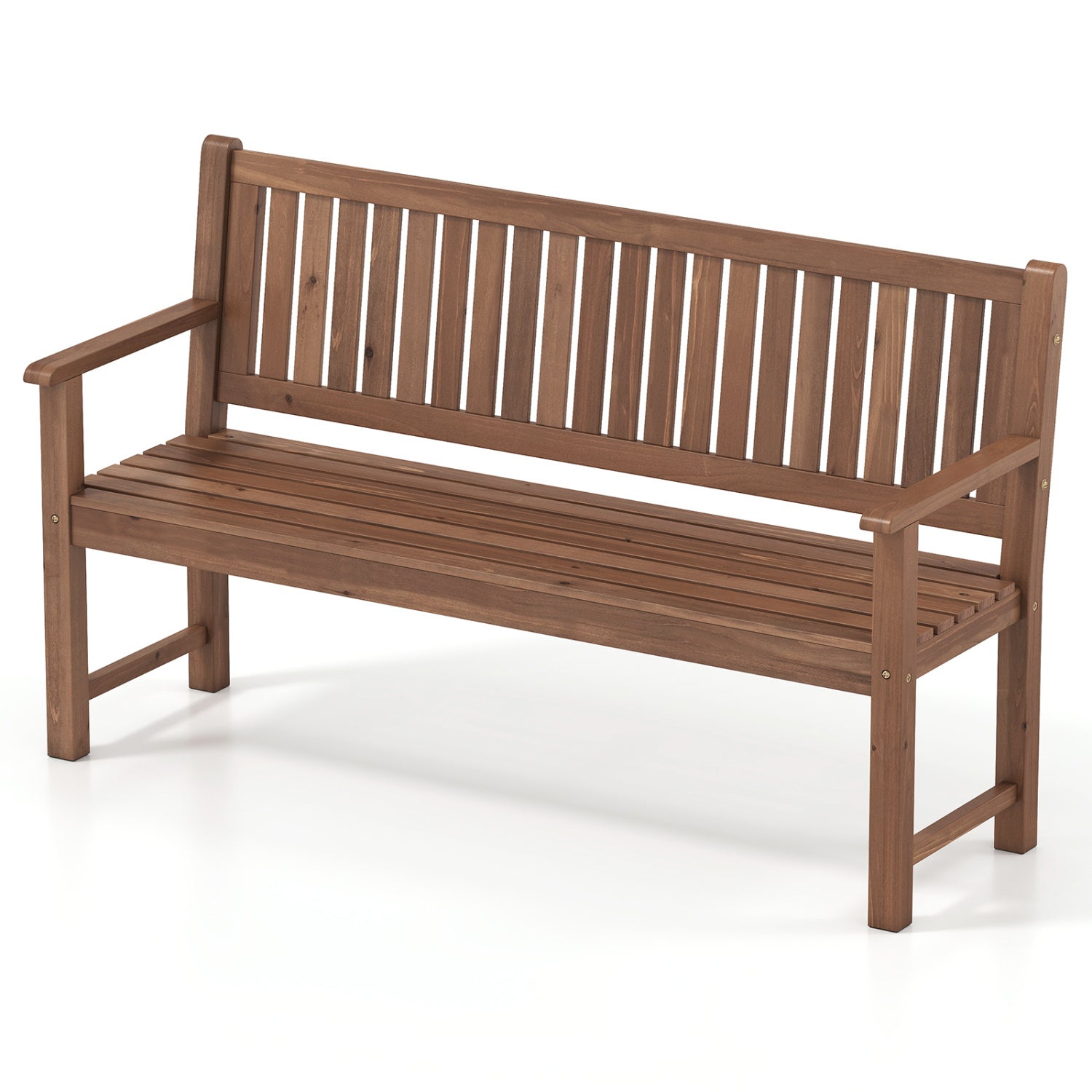 3-Seater Outdoor Wooden Bench 59 inch Large Garden Bench with Backrest-Brown