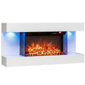 3-Sided  White Wall Mount Electric WiFi Fireplace with Floating Mantel and 12 Flame Ambient Colors-32 inch