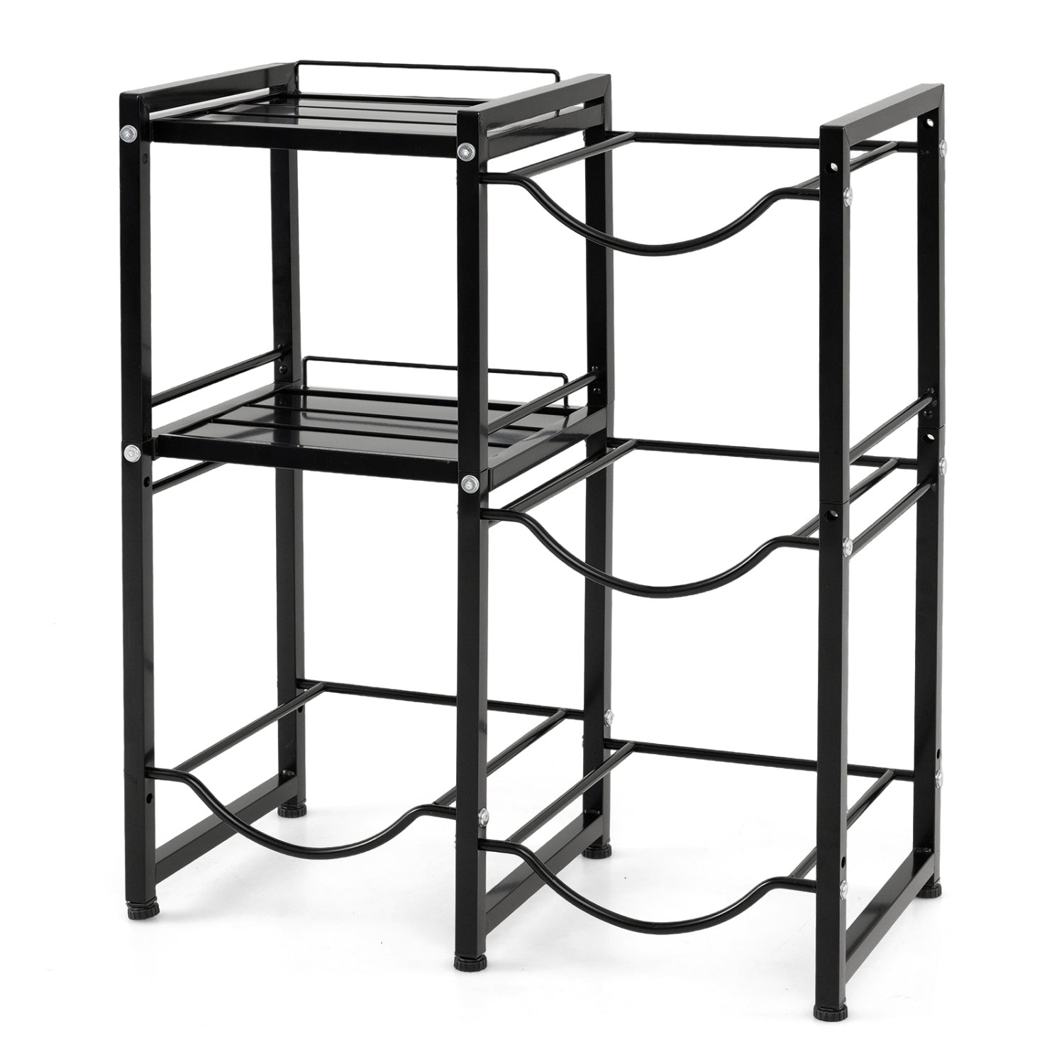 3-Tier 5 Gallon Water Jug Holder with Shelves-Black