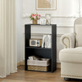 3-Tier Bookshelf with Open Storage Compartment and Freestanding Display Shelf-Black