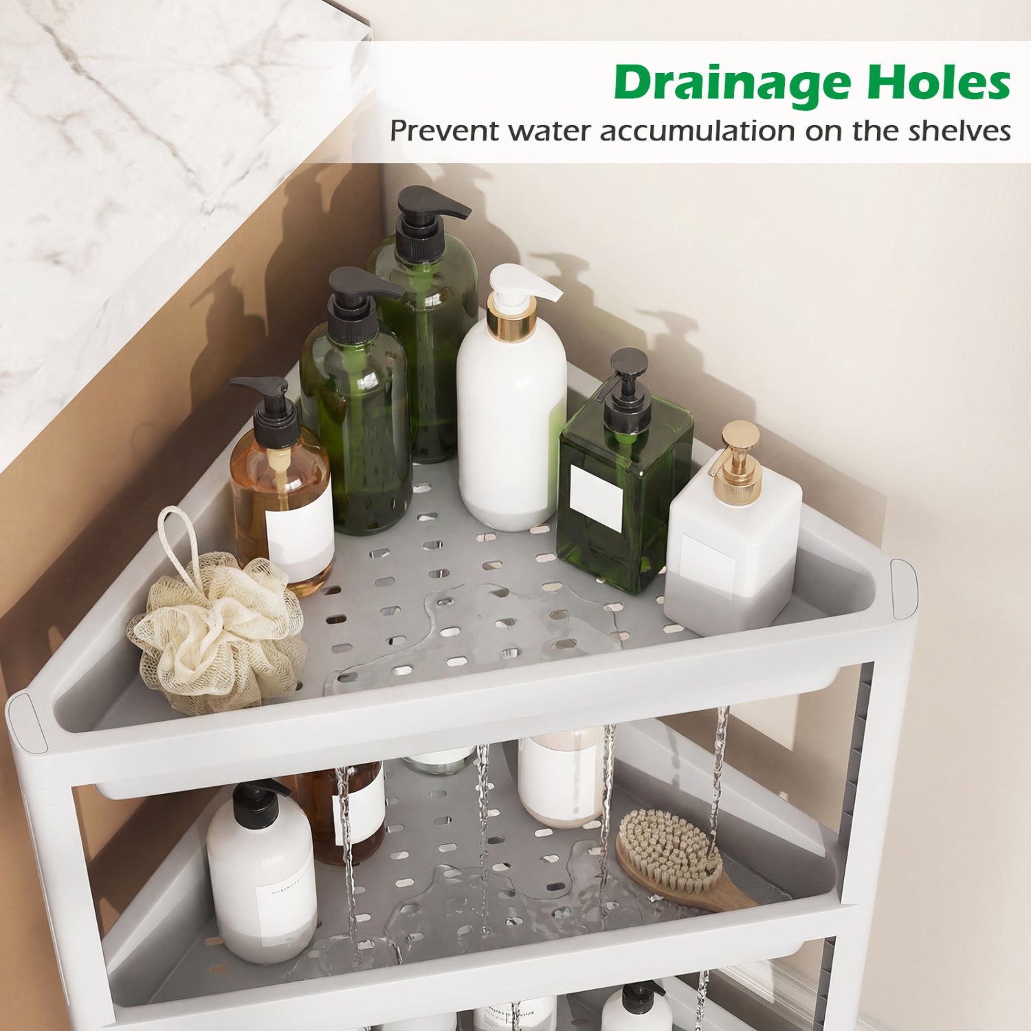 3-Tier Corner Shower Caddy 2-Pack with Detachable Design-White