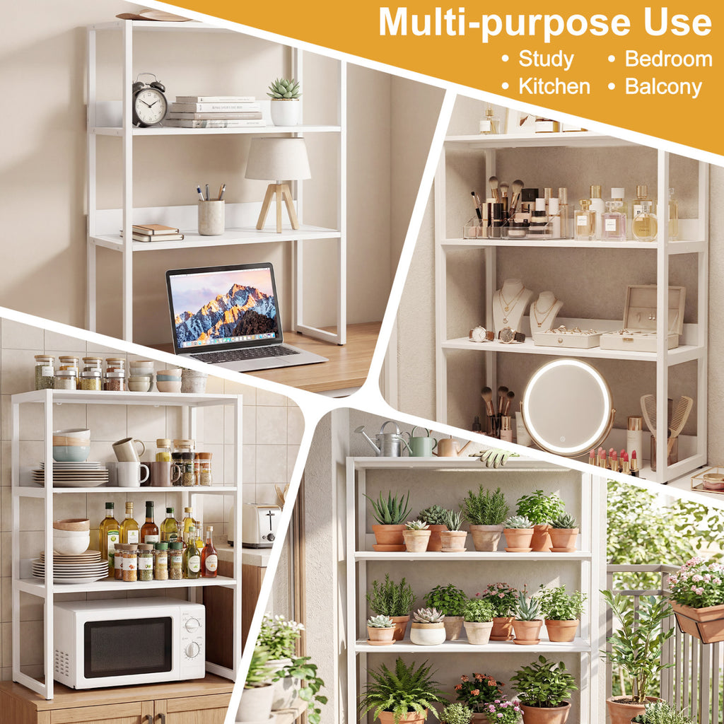 3-Tier Countertop Storage Hutch with Open Shelves-White