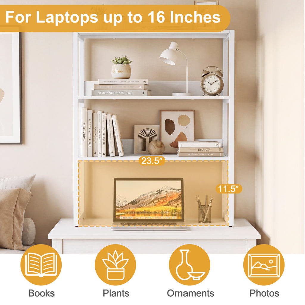 3-Tier Countertop Storage Hutch with Open Shelves-White