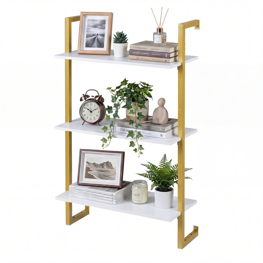 3-Tier Floating Modern Kitchen Shelf for Living Room Home Office and Bathroom-White