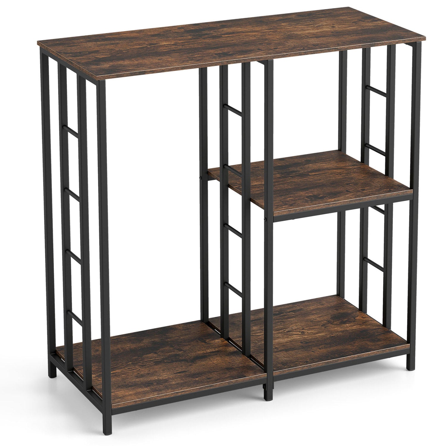 3-Tier Kitchen Baker's Rack with Open Shelves for Microwave and Oven-Rustic Brown