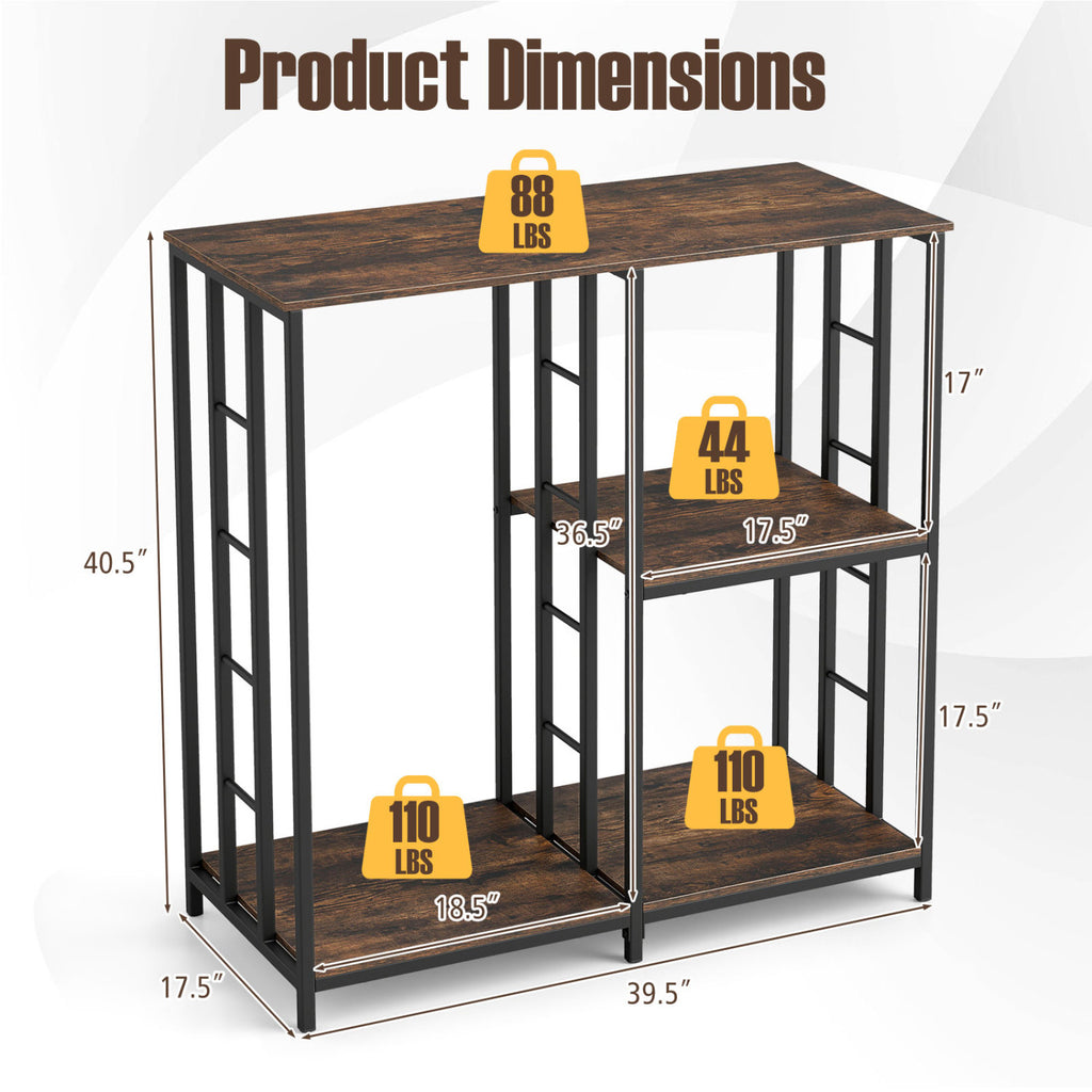 3-Tier Kitchen Baker's Rack with Open Shelves for Microwave and Oven-Rustic Brown