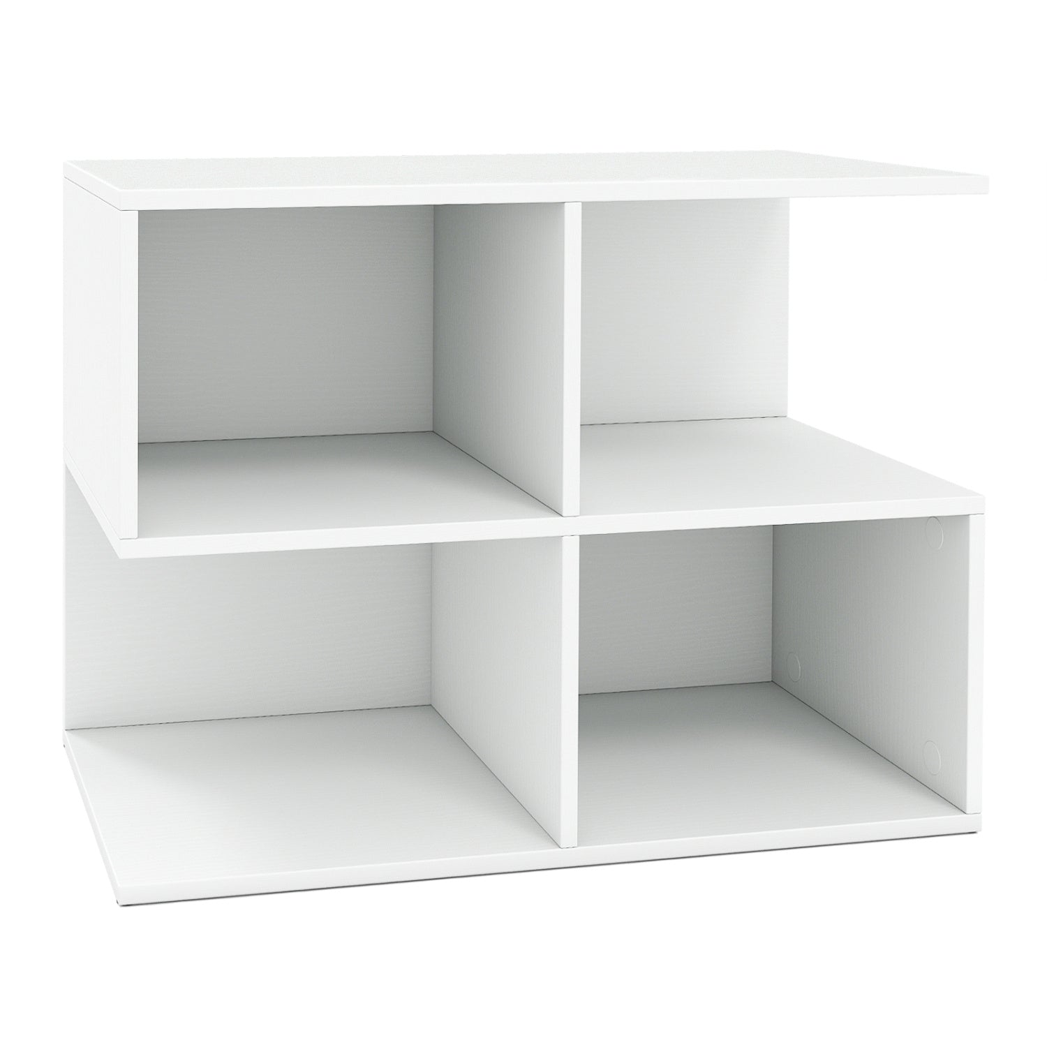 3-Tier Modern S-shaped  End Table  with 4 Storage Cubes-White