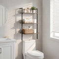 3-Tier Modern Wall Mounted Shelves Wooden Floating Shelving Unit Metal Ladder Bookshelf-Rustic Brown