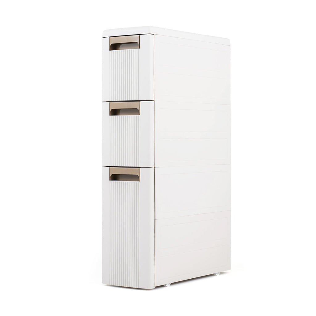 3-Tier Narrow Storage Cabinet  Slim Rolling Cart with 3 Drawers and 2 Removable Dividers-S