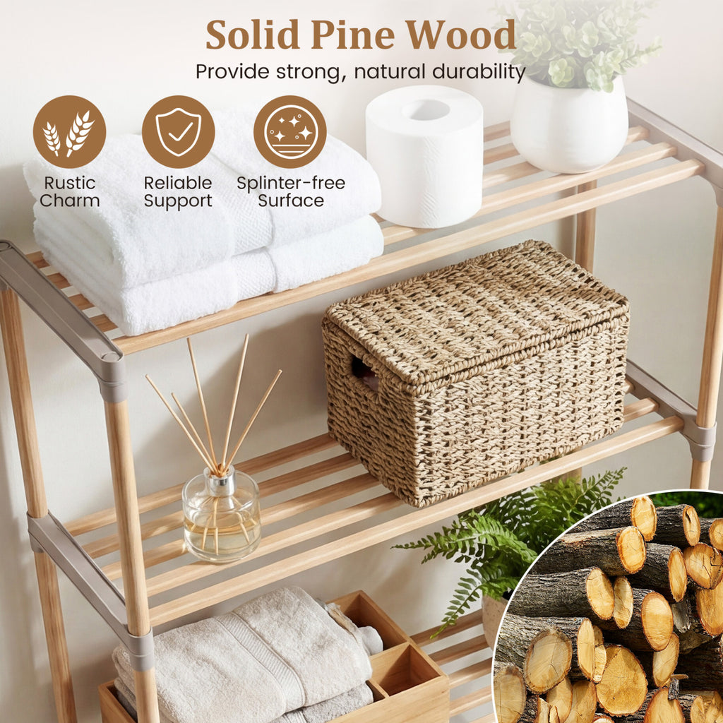 3-Tier Over The Toilet Storage Rack with Open Shelves-Gray