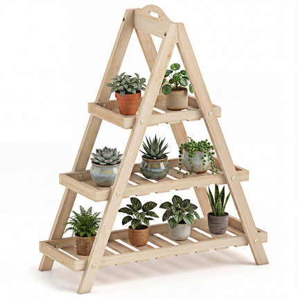 3-Tier Plant Stand Flower Pot Display Shelf-Natural