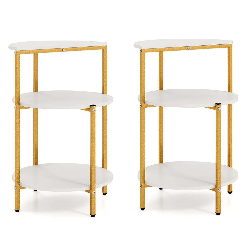 3-Tier Round End Table for Small Space and Bedroom Room-Set of 2