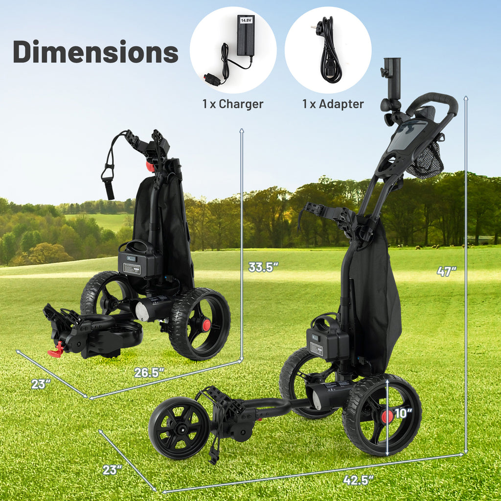 3 Wheel Golf Bag Cart with Adjustable Handle and 9 Speed Settings