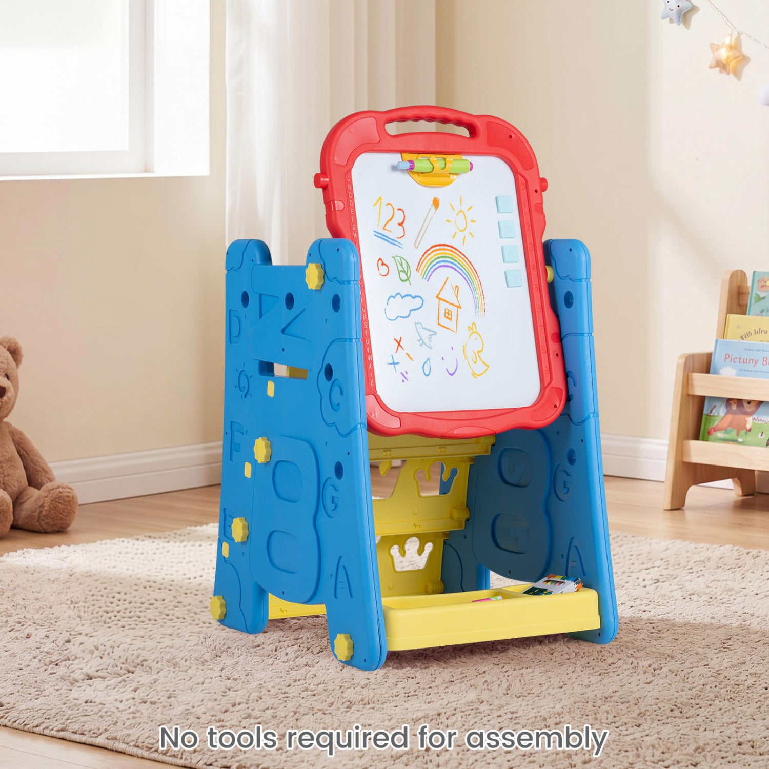 3 in 1 Art Easel for Kids with Double Sided Magnetic Board-Blue
