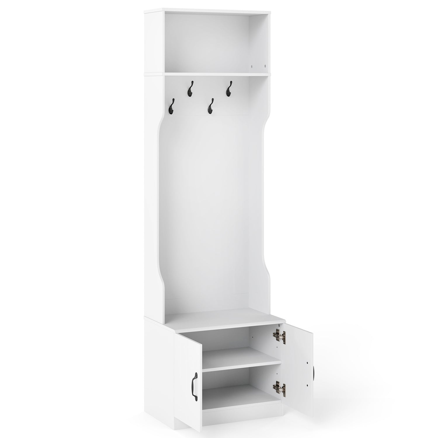 3-in-1 Hall Tree with Bench and Storage 23.5€ Wide Mudroom Storage-WHite