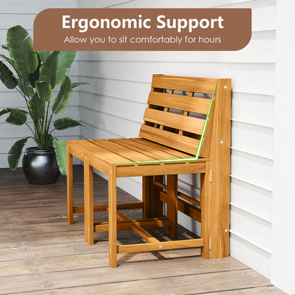 3-in-1 Outdoor Acacia Wood Loveseat Bench Furniture with Slatted Seat