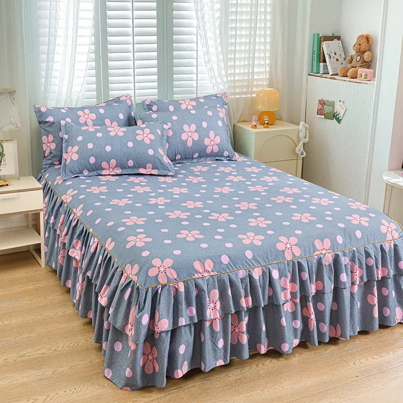 Princess Style Bed Skirt – Smooth Bedsheet Cover Twin/Queen/King