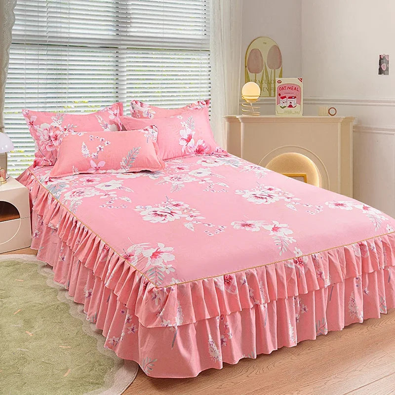 Princess Style Bed Skirt – Smooth Bedsheet Cover Twin/Queen/King