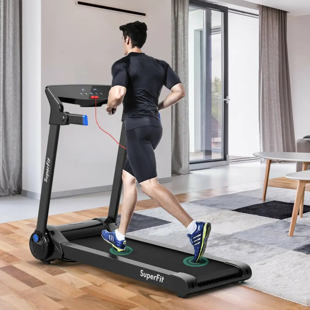 3HP Folding Electric Treadmill Running Machine-Blue - Blue - Treadmills