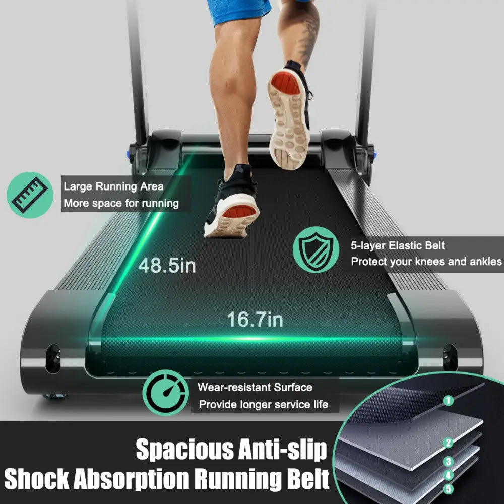 3HP Folding Electric Treadmill Running Machine-Blue - Blue - Treadmills