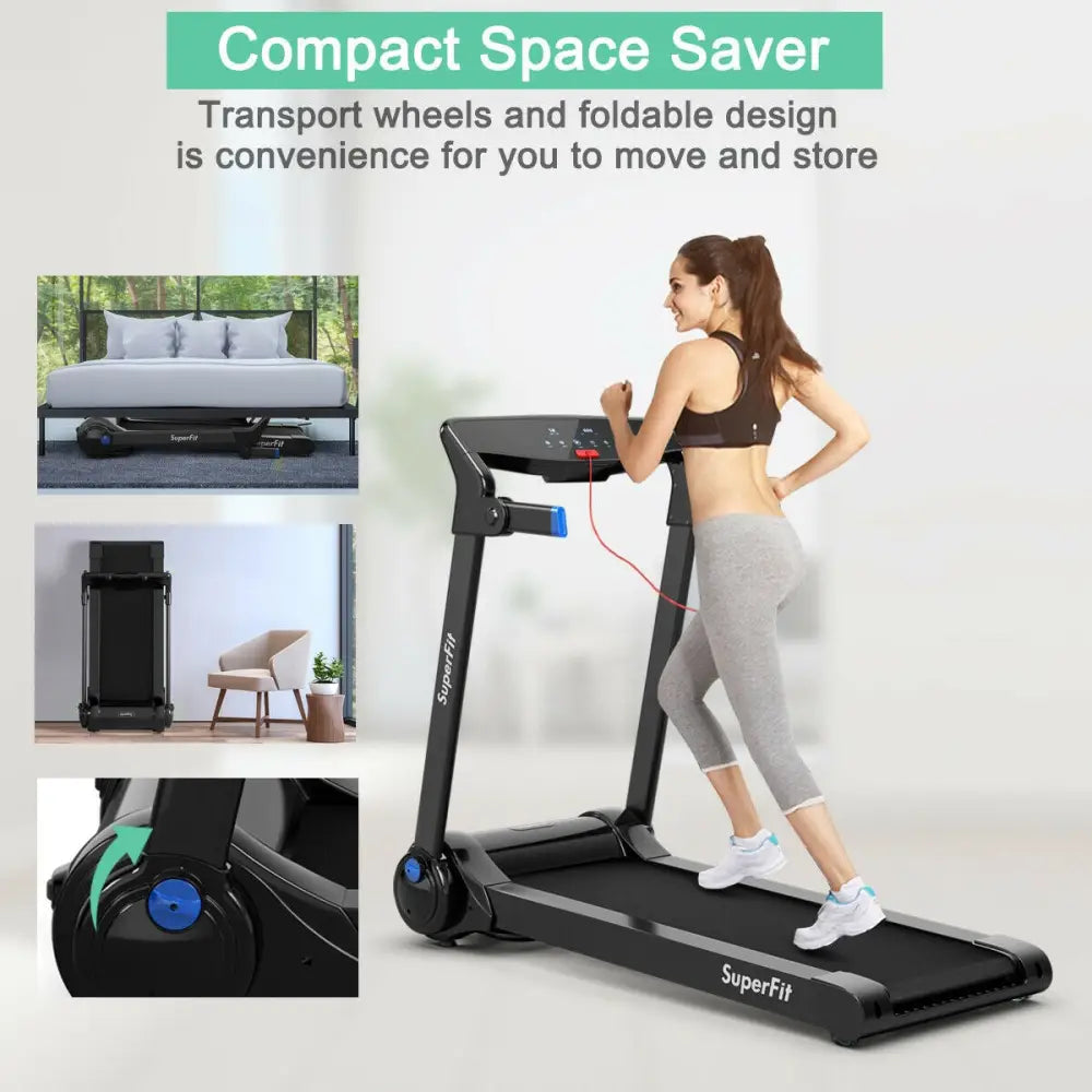 3HP Folding Electric Treadmill Running Machine-Blue - Blue - Treadmills