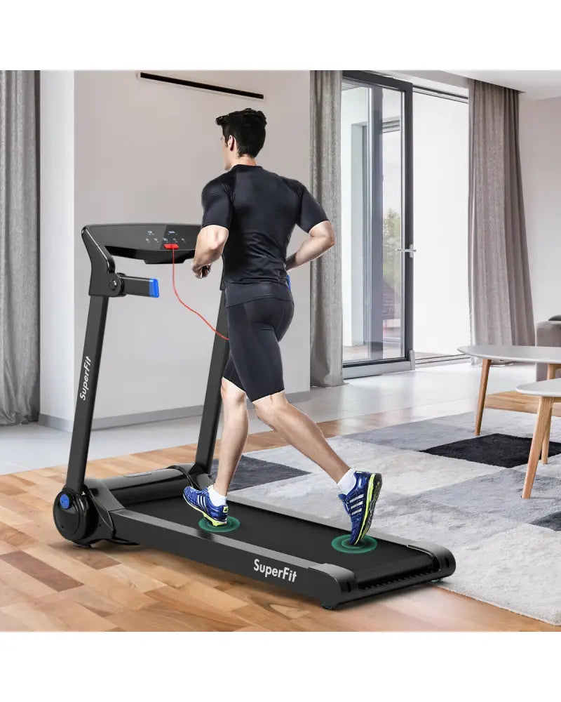 3HP Folding Electric Treadmill Running Machine-Blue - Blue - Treadmills