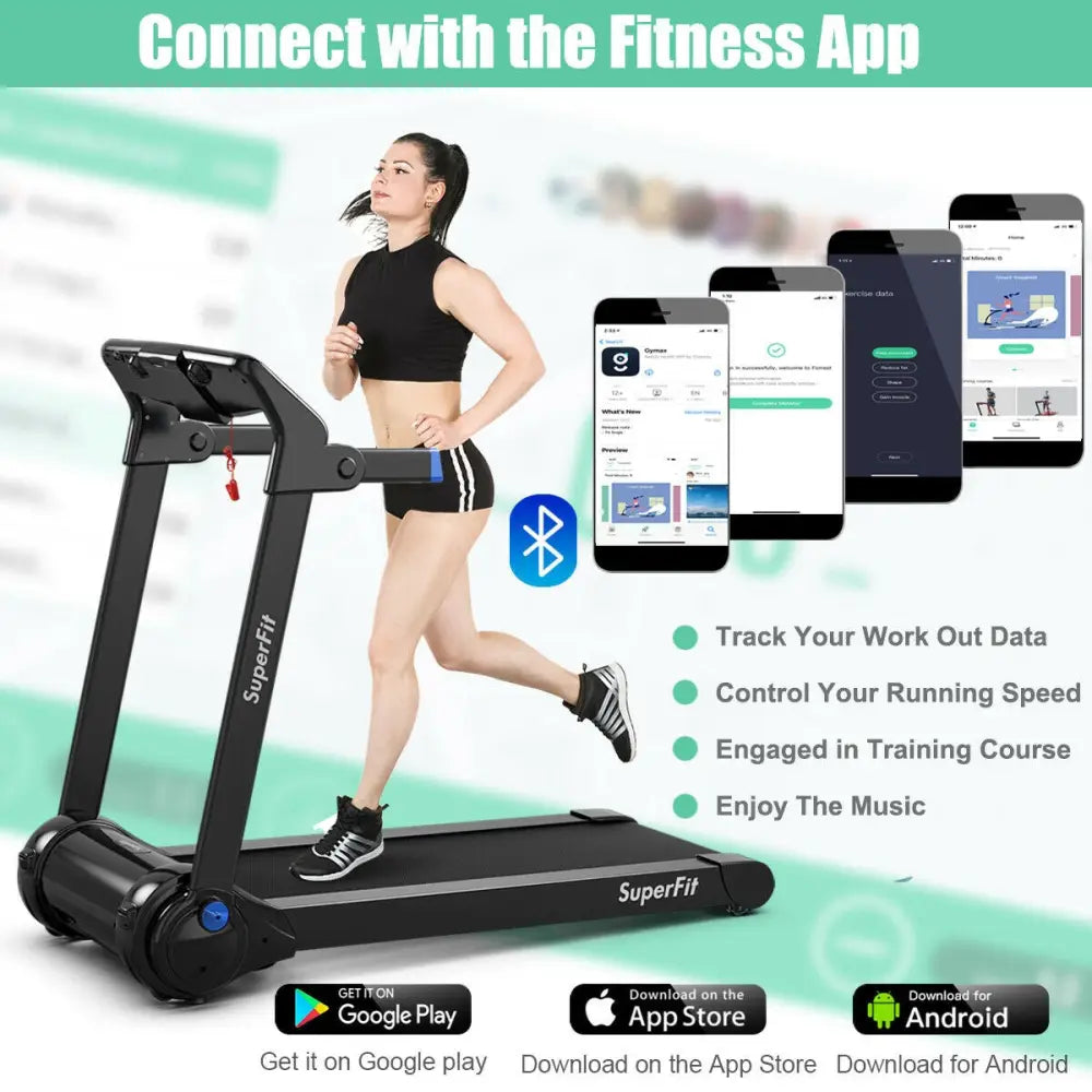 3HP Folding Electric Treadmill Running Machine-Blue - Blue - Treadmills