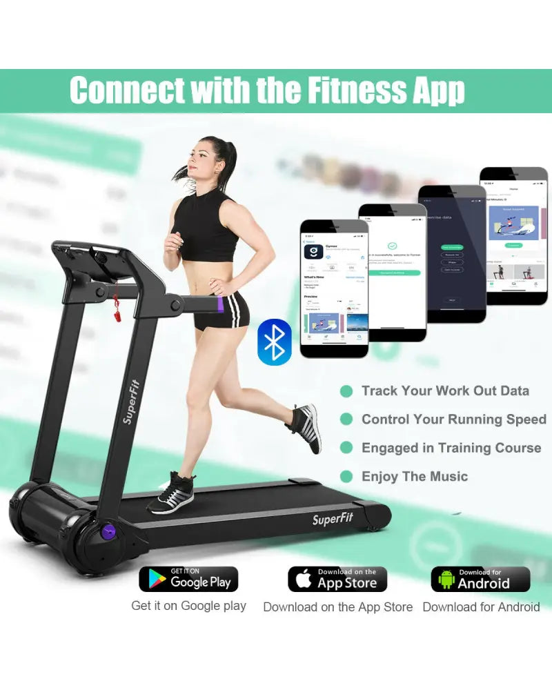 3HP Folding Electric Treadmill Running Machine-Purple - Purple - Treadmills