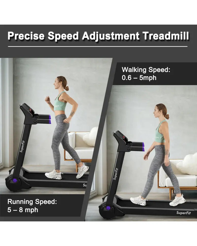 3HP Folding Electric Treadmill Running Machine-Purple - Purple - Treadmills