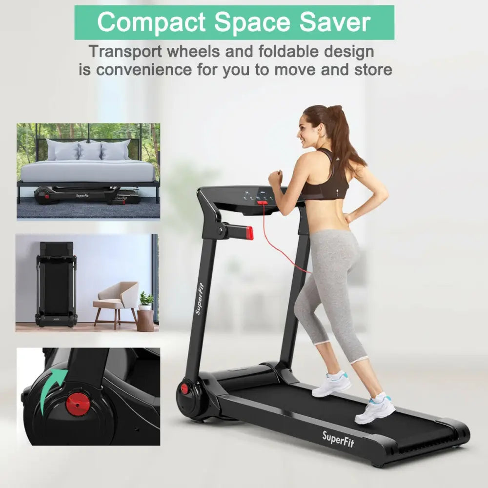 3HP Folding Electric Treadmill Running Machine-Red - Red - Treadmills