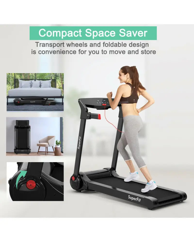 3HP Folding Electric Treadmill Running Machine-Red - Red - Treadmills