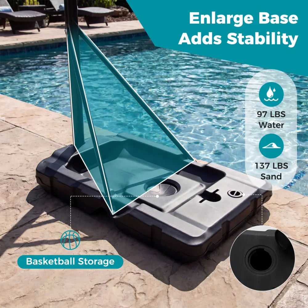 4.1-10 Feet Portable Basketball Hoop 18-Level Adjustable with Heavy Duty Fillable Base - Black & White - Sport