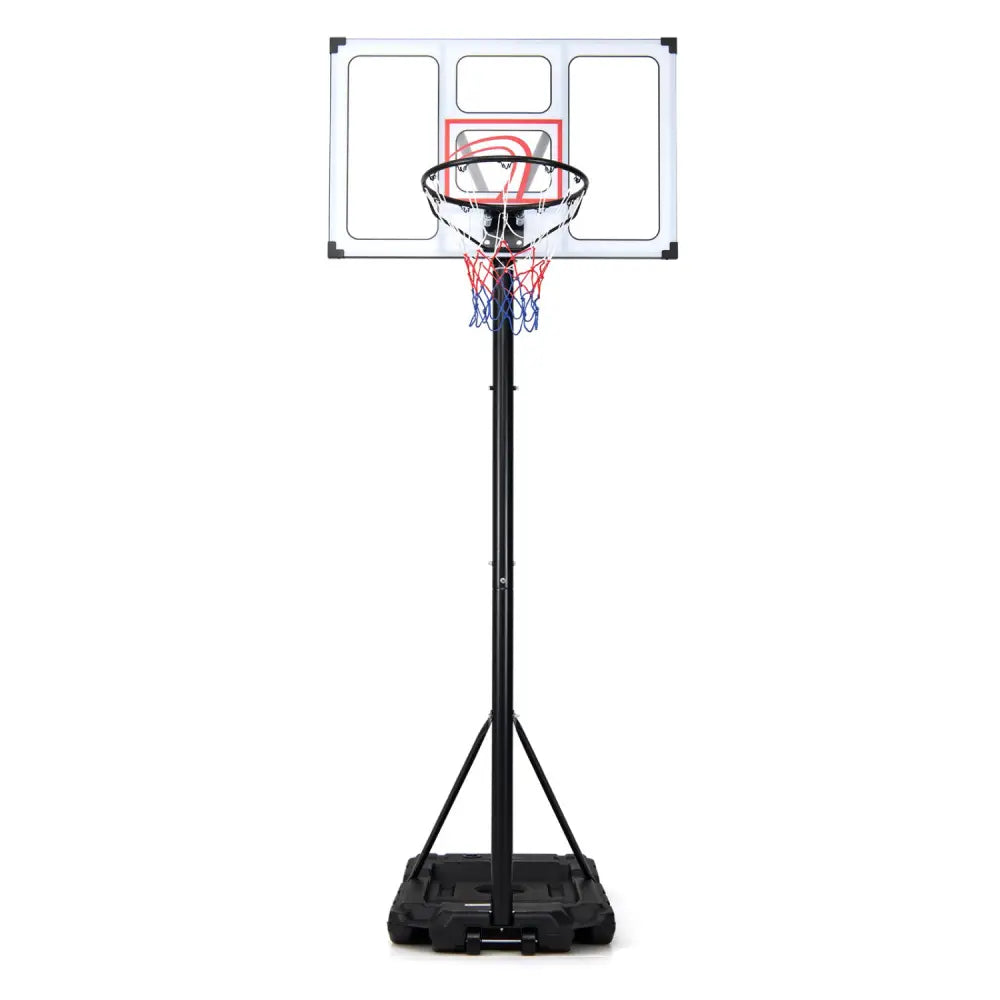 4.1-10 Feet Portable Basketball Hoop 18-Level Adjustable with Heavy Duty Fillable Base - Black & White - Sport