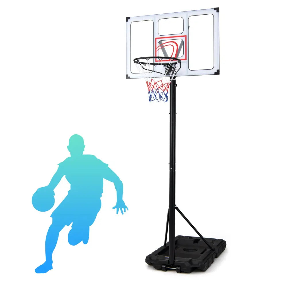 4.1-10 Feet Portable Basketball Hoop 18-Level Adjustable with Heavy Duty Fillable Base - Black & White - Sport