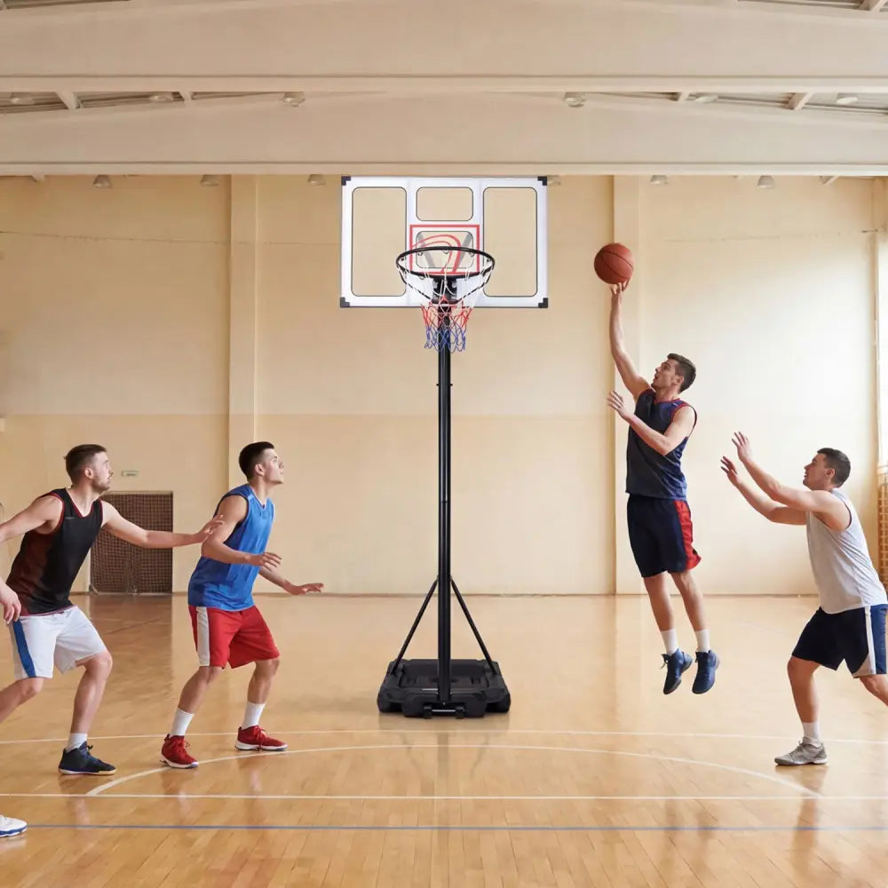 4.1-10 Feet Portable Basketball Hoop 18-Level Adjustable with Heavy Duty Fillable Base - Black & White - Sport
