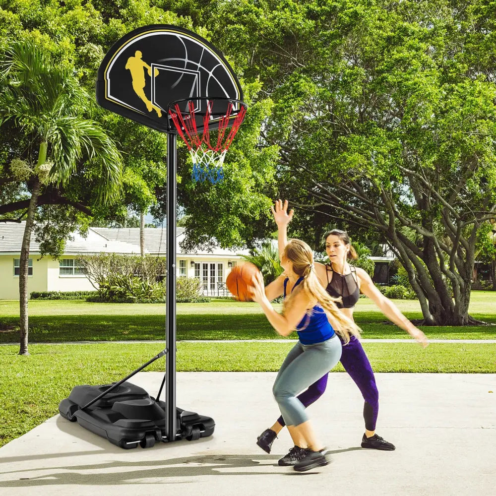 4.25-10 Feet Portable Adjustable Basketball Goal Hoop System - Black - Sport Equipments