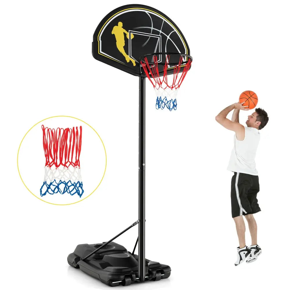 4.25-10 Feet Portable Adjustable Basketball Goal Hoop System - Black - Sport Equipments