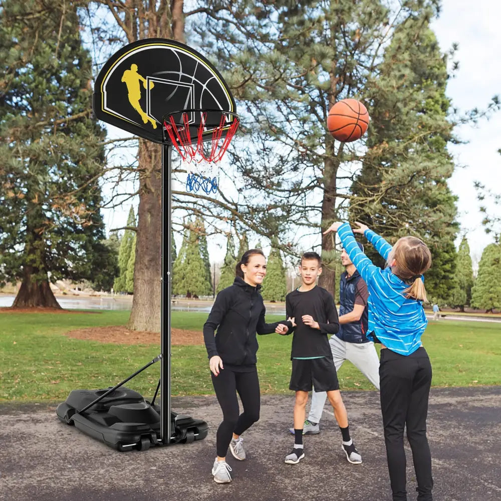 4.25-10 Feet Portable Adjustable Basketball Goal Hoop System - Black - Sport Equipments